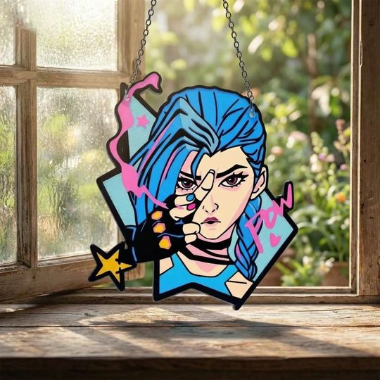 Discover Arcane Jinx Wall Hanging: Acrylic Suncatcher (League of Legends Fan Art)