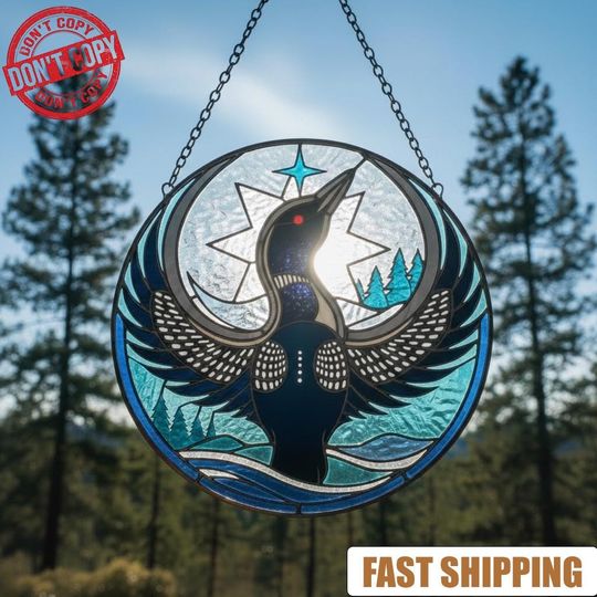 Discover Rebel Loon Stained Glass Suncatcher, Strong Minnesota Bird Glass Window Hanging, Gift For Bird Lovers, Rebel Alliance Bird, Home Decor