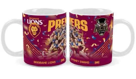 Discover Brisbane Lions 2024 AFL Premiers Team Mug