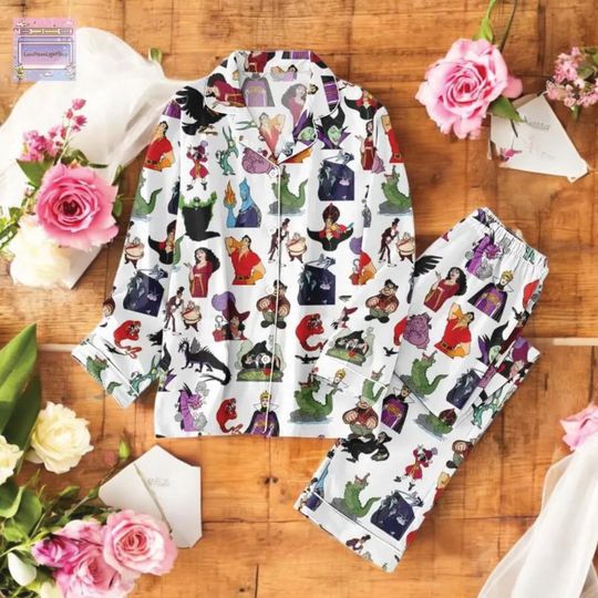 Disney Villains Pajama Set, Maleficent, Ursula & Evil Queen PJs, Cute Cartoon Sleepwear, Gift For Her Or Mom, Perfect Mothers Day Present