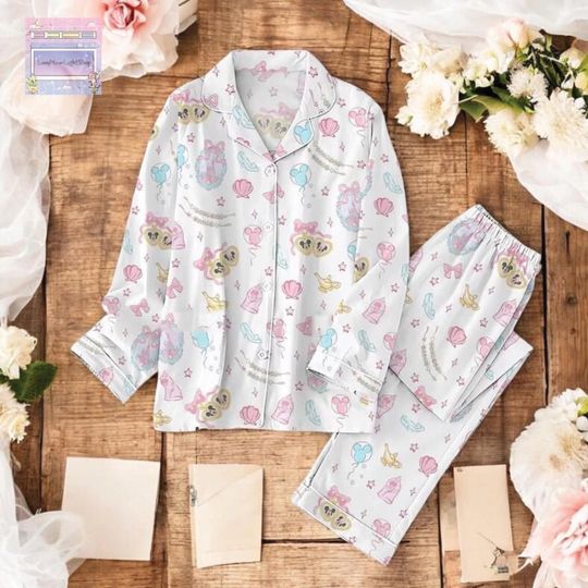 Discover Mickey Coquette Bow Pajama Set, Magical Castle Womens Sleepwear, Minnie Mouse PJs, Girly Disney Pajamas
