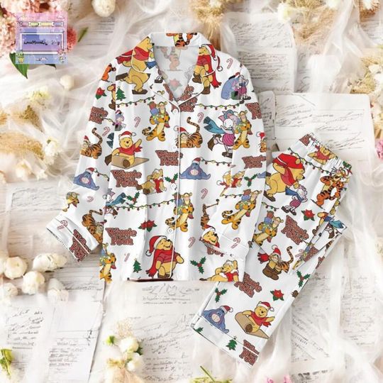 Discover Winnie The Pooh Pajamas Set Disney Matching Family PJs Holiday Sleepwear For Women Christmas Pooh Pajamas Cute Disney Bear Gift Set