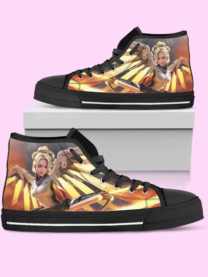 Discover Overwatch Mercy High Top Shoes, Video Game Sneakers for Women, Men