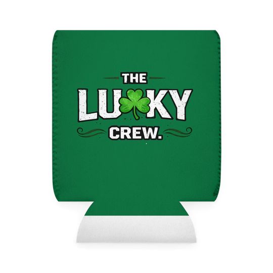 Discover The Lucky Crew Shamrock St. Patrick's Day Can Cooler Sleeve