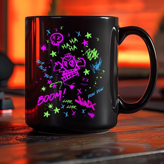 Discover Arcane Jinx Graffiti Art Mug for Fans, Christmas Gift, Jinx Monkey Bomb Design, Arcane Merch