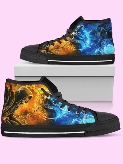 Mortal Kombat High Top Shoes, Scorpion vs Sub-Zero Shoes