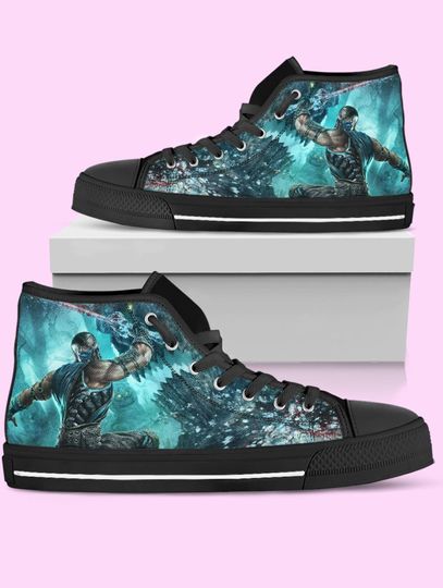Mortal Kombat High Top Shoes, Sub-Zero Sneakers for Women, Men