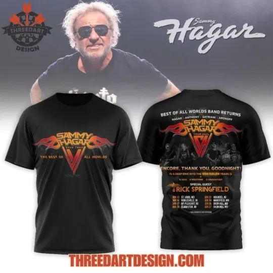 Discover Sammy Hagar 2026 Tour T-Shirt Unisex Rock Band Double Sided T-Shirt