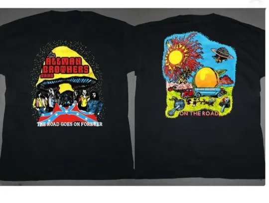 Discover 1980 The Allman Brothers Band The Road Goes On Forever Double Sided T-Shirt