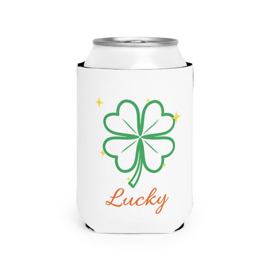 Discover Lucky Four-Leaf Clover Can Cooler Sleeve | St. Patrick's Day Drink Koozie