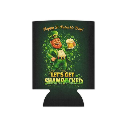 Discover Lets Get Shamrocked Beer Can Cooler  St Patricks Day Neoprene Drink Sleeve  Funny Leprechaun St Paddys Day Gift