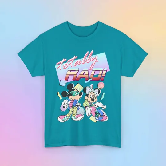 Discover 80s Pastel Mickey & Minnie Mouse T-Shirt - Unisex Disney Tee