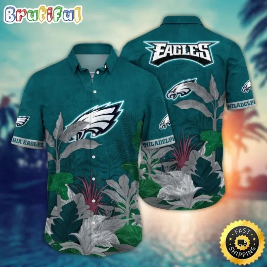 Discover Philadelphia Football Eagless Team Hawaiian Shirt Button Down Adult
