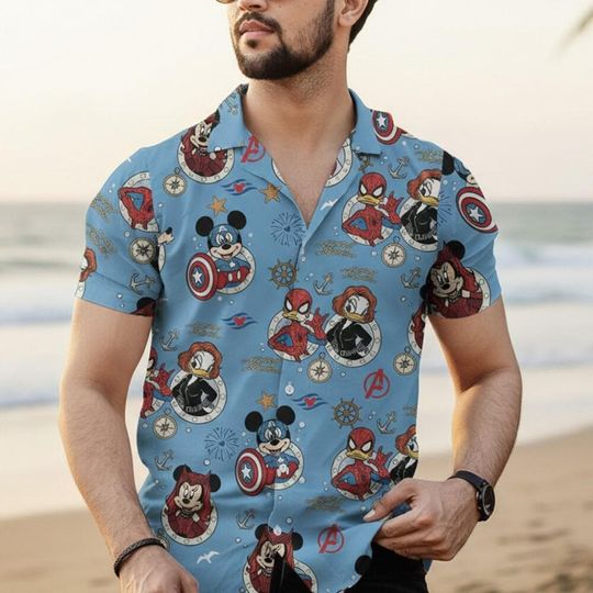 Discover Disney Cruise Mickey and Friends Hawaiian Shirt for Summer