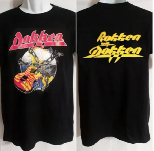 Discover Vintage Dokken Glam Metal Band Logo Double Sided T-Shirt