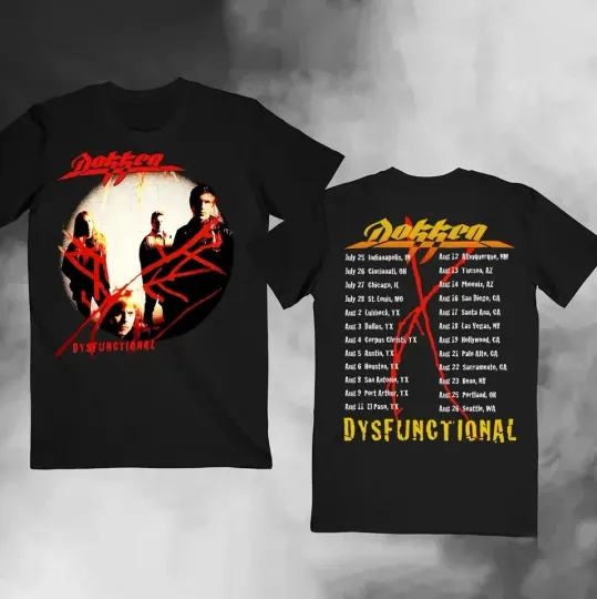 Discover Vintage 1995 Dokken Dysfunctional Tour Black T-Shirt