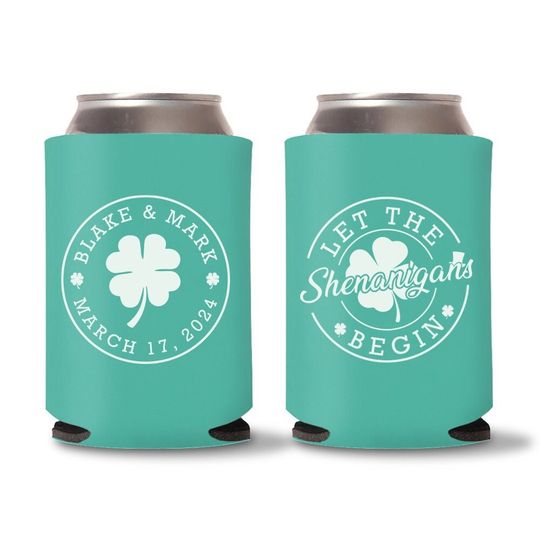 Discover Let The Shenanigans Begin - St Patrick's Day Favor, Custom Can Cooler, Irish Favors, Irish Gifts, Beer Hugger