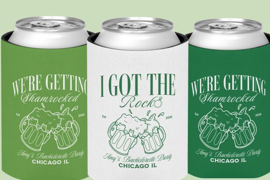 Discover St Patricks Bachelorette Party Can Cooler, St Pattys Girls Trip, Irish Bash Shamrock Party Favor, Slim and Regular Size Beer Holder Gift