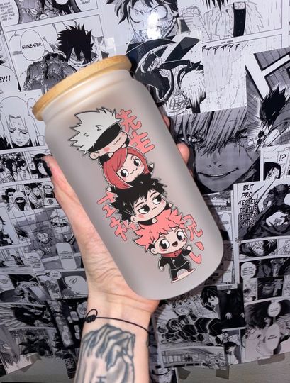 Discover Anime Inspired Glass Cup, Sensei, Anime Cup,JJK , Arcane Merch