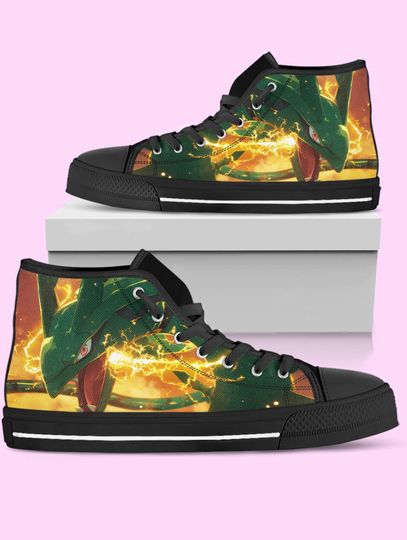 Discover PKM High Top Shoes, Rayquaza Anime Sneakers for Women, Men