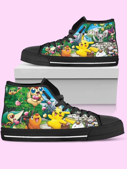 Discover PKM High Top Shoes, Pika Anime Sneakers for Women, Men