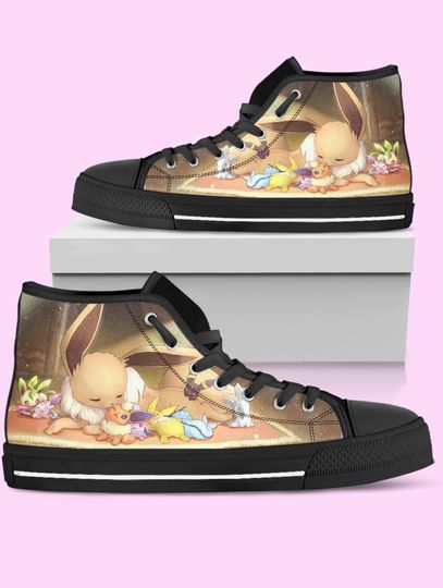 PKM High Top Shoes, Eevee Anime Sneakers for Women, Men