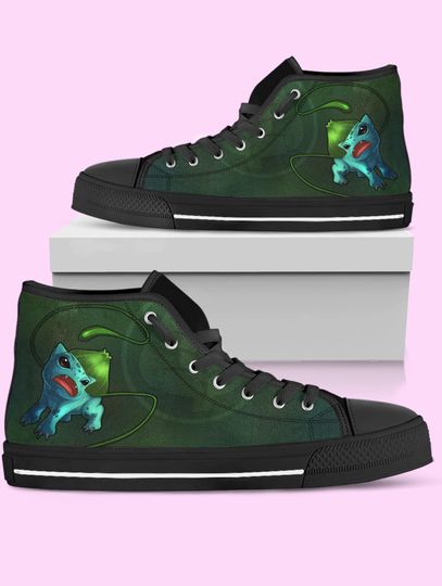PKM High Top Shoes, Bulbasaur Anime Sneakers for Women, Men