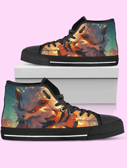PKM High Top Shoes, Arcanine Anime Sneakers for Women, Men