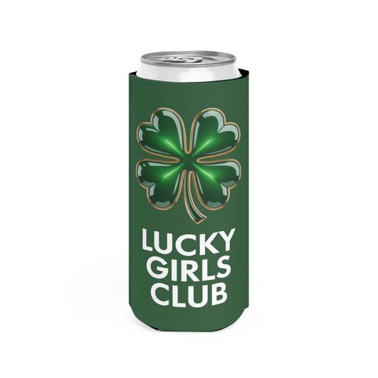 Discover Lucky Girls Club Slim Can Cooler Four Leaf Clover St. Patrick's