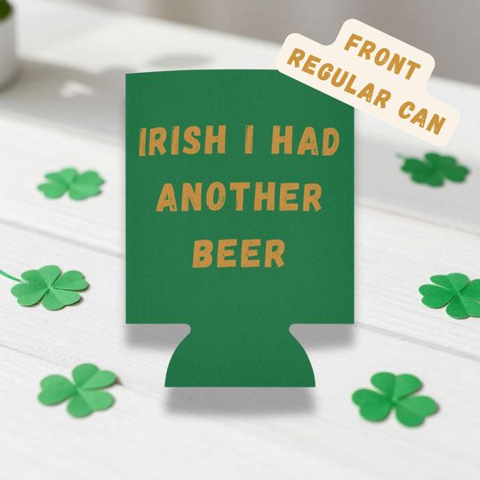 Discover Irish I Had Another Beer Can Cooler | Funny St Patricks Day Koozie | Shamrock Beer Sleeve | Green Drinking Gift | Party Favor Bar Accessory