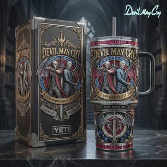 Devil May Cry Stainless Steel Tumbler with Handle, DMC Inspired Insulated Cup, Gamer Anime Gift (No Box, Only Tumbler)