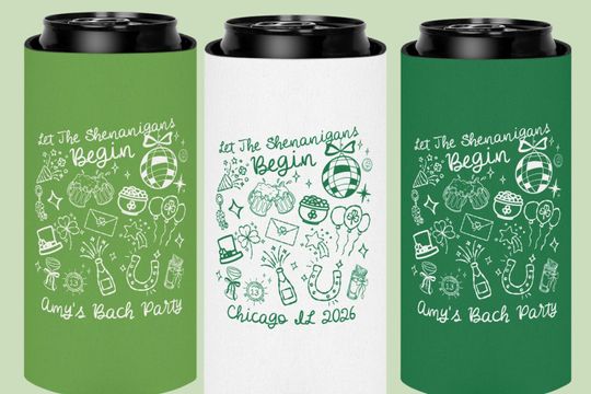 Discover Saint Patty's Day Custom Can Cooler, St Pattys Day Party Favor, Slim and Regular Size Beer Holder Gift, Bachelorette Party, Cruise Travel