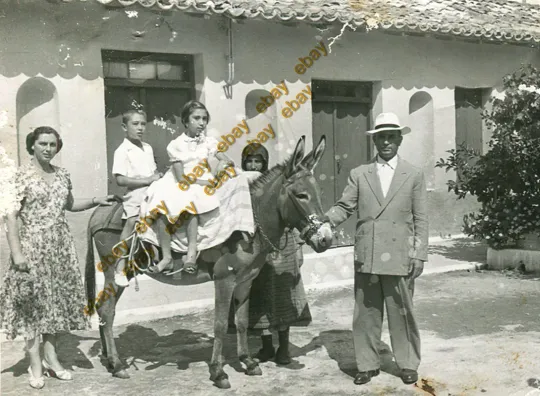 Discover #54675 MARKOPOULO Greece 1950s. Family with their donkey. Photo TSAMIS