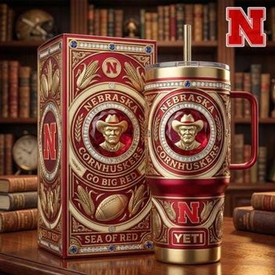 Discover Nebraska Cornhuskers Stainless Steel Tumbler with Handle, Go Big Red Insulated Cup, Nebraska Fan Gift (No Box, Only Tumbler)