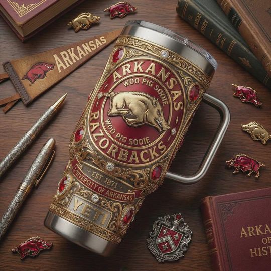 Discover 40oz Wild Hog Pride 3D Printed Tumbler With Handle, Crimson Gold Stainless Steel Insulated Travel Mug (No Box, Only Tumbler)