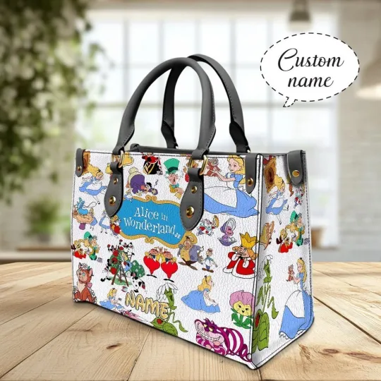 Discover Personalized Alice In Wonderland Leather Handbag, Alice Lovers Leather Bag Gift