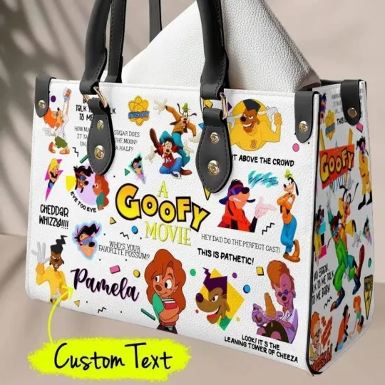 Discover Personalized Goofy Dog Disney Cartoon Leather Handbag Gift for Animal Lovers
