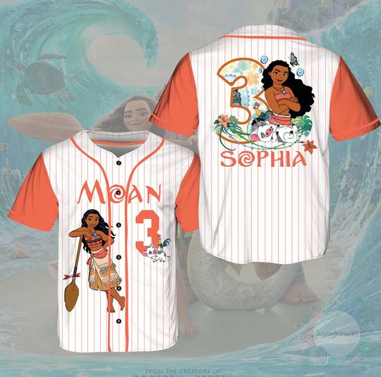 Discover Disney Moana Birthday Baseball Jersey, Personalized Disney Birthday Jersey, Moana Birthday Girl Jersey