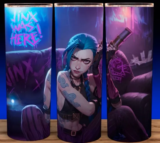 Discover Jinx Arcane League of Anime Legends Holding Gun Gamer Cup Mug Tumbler