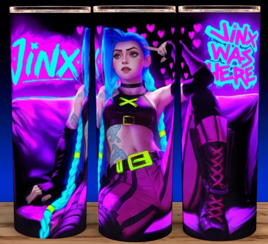 Discover Jinx Arcane League of Anime Legends Neon Style Variant Gamer Cup Mug Tumbler