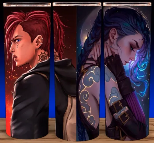 Discover Jinx and Vi Arcane League of Anime Legends Gamer Cup Mug Tumbler