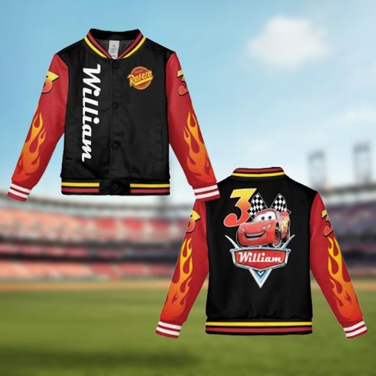 Discover Custom Name & Birthday Lightning McQue-en Baseball Jacket  Classic Style, D!sney Adult - Kid - Youth
