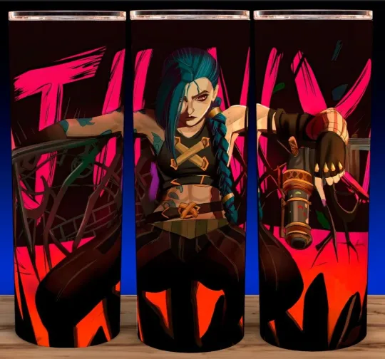 Arcane Jinx League of Anime Legends Gamer Cup Mug Tumbler, Arcane Merch