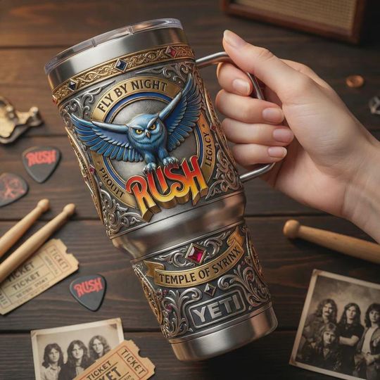 Discover 40oz Rock Owl Tumbler With Handle (No Box, Only Tumbler)