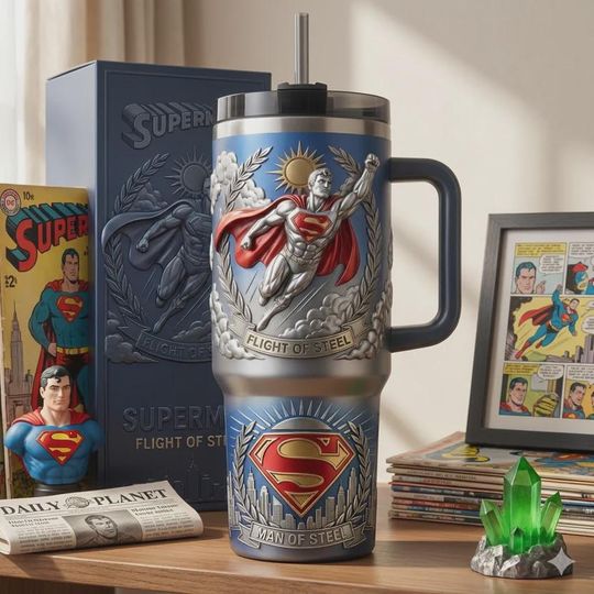 Discover 40oz Steel Hero 3D Printed Tumbler With Handle (No Box, Only Tumbler)