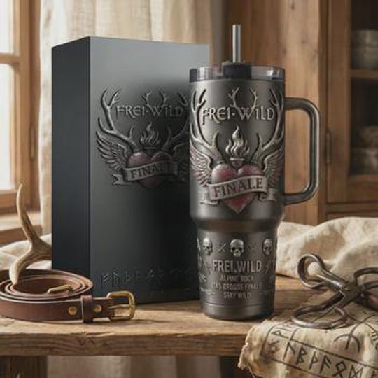 Discover Frei.Wild Tumbler with Handle, Finale Album Inspired Stainless Steel Mug (No Box, Only Tumbler)