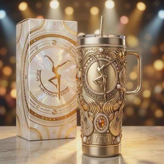 Dave Matthews Band Tumbler with Handle, Luxury Gold Music Mug (No Box, Only Tumbler)