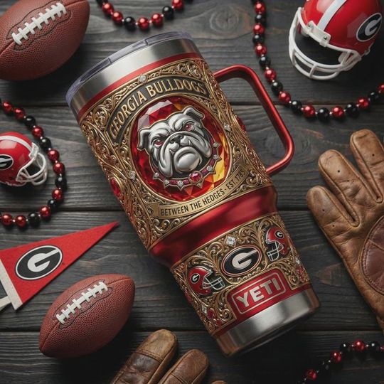 Discover Bulldog Football Style 3D Printed Tumbler With Handle, (No Box, Only Tumbler)