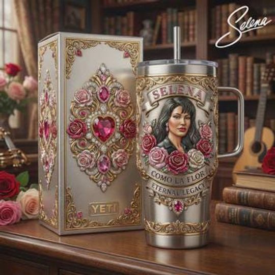 Discover Selena Quintanilla Rose Stainless Steel Tumbler with Handle (No Box, Only Tumbler)
