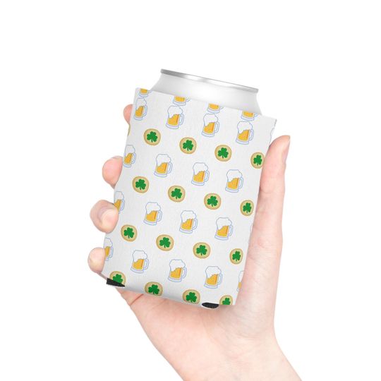Discover Beer Mug Shamrock Cookies Can Cooler | St. Patrick's Day Pattern